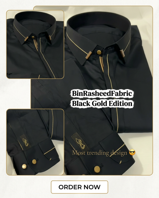 Bin Rasheed Black Gold Edition – Wash & Wear Stitched Shalwar Kameez