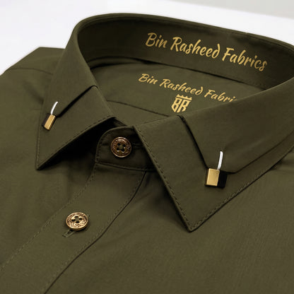 Bin Rasheed Wash & Wear Stitched Shalwar Kameez – Army Green  Design 1