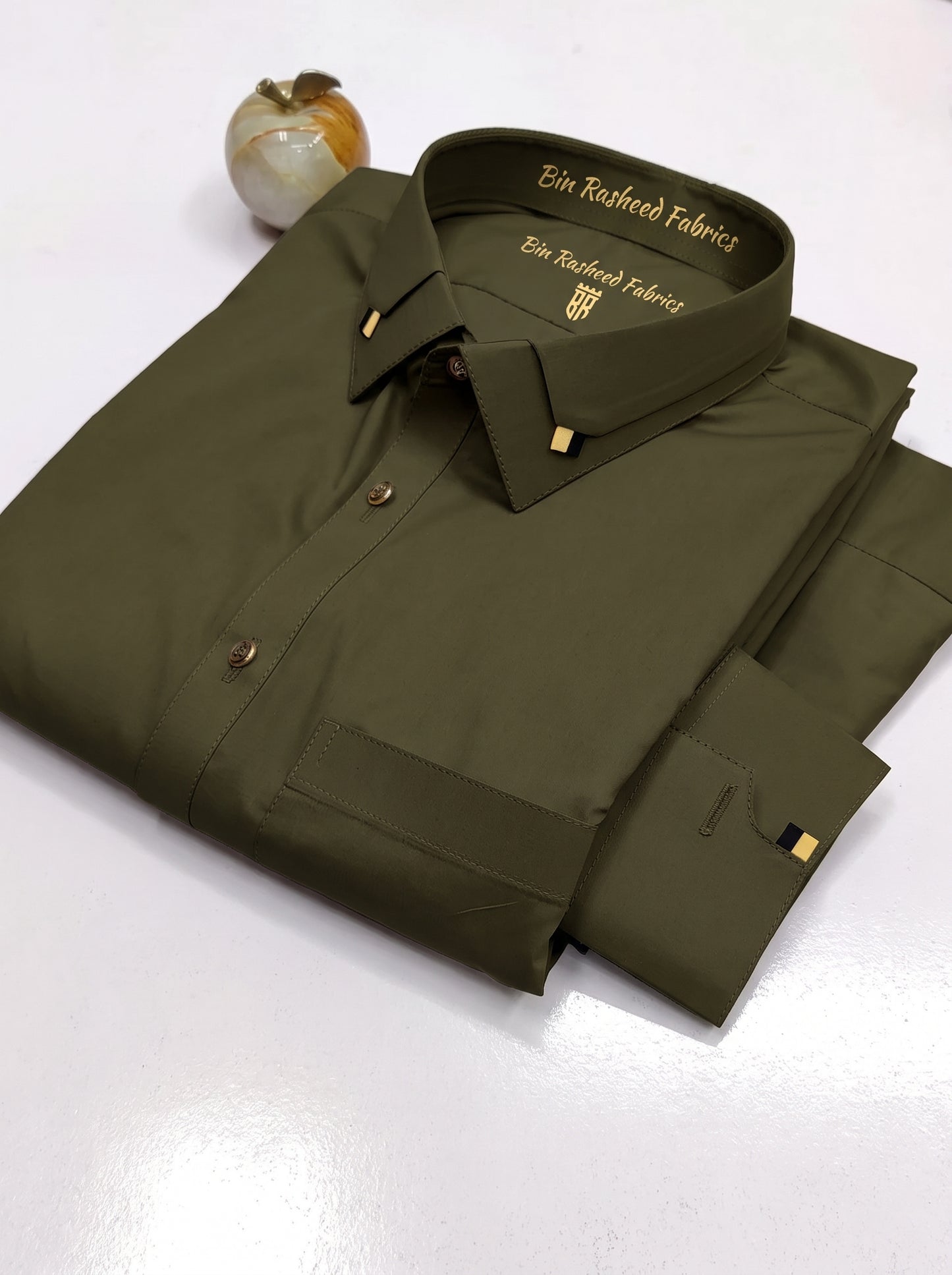 Bin Rasheed Wash & Wear Stitched Shalwar Kameez – Army Green  Design 1