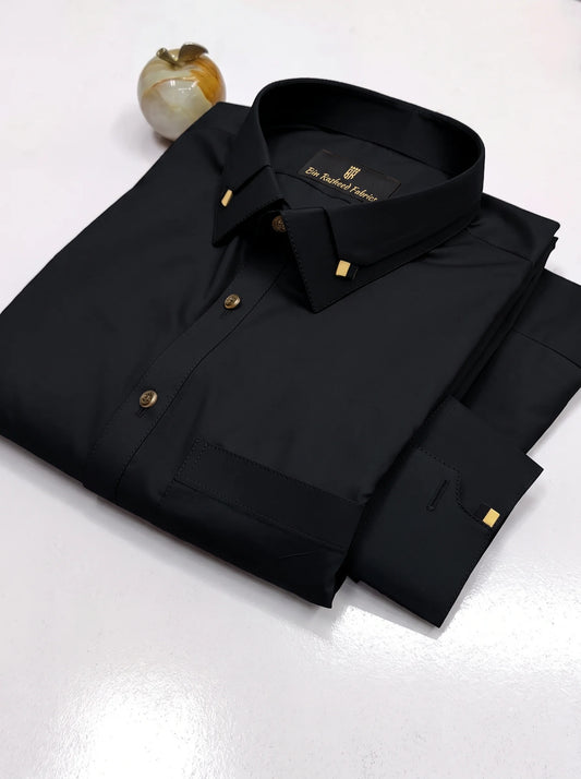 Bin Rasheed Wash & Wear Stitched Shalwar Kameez – Jet Black Design 1