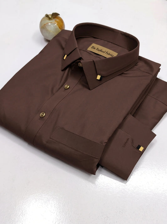 Bin Rasheed Wash & Wear Stitched Shalwar Kameez – Choclate Brown Design 1