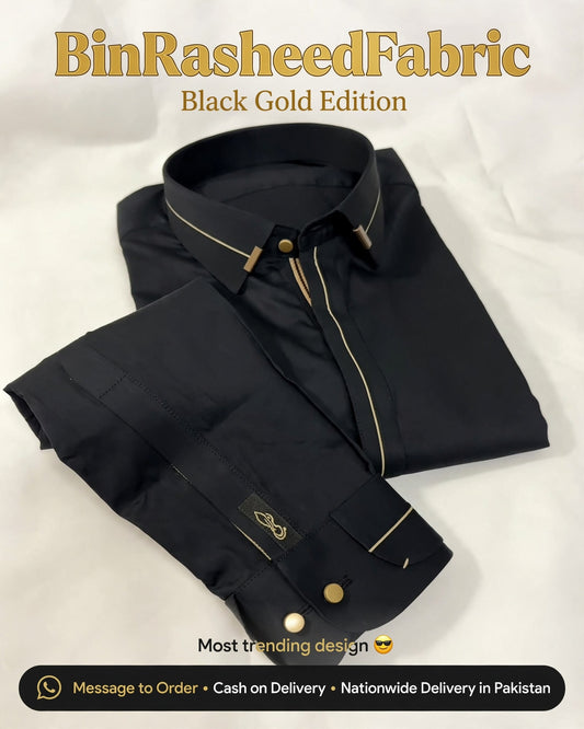 Bin Rasheed Black Gold Edition – Wash & Wear Stitched Shalwar Kameez